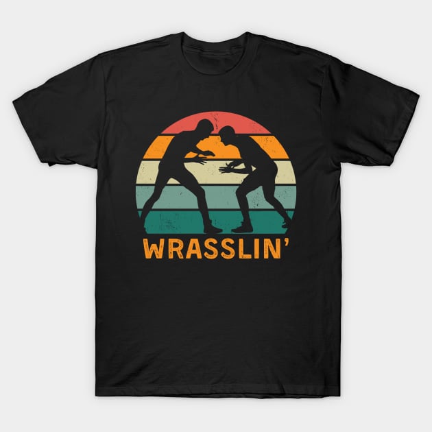 Wrasslin' Retro Sunset T-Shirt by teecloud